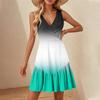 Women's V-Neck Waisted Floral Print Sleeveless Hem Spliced Dresses