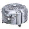 Vintage Jewelry Storage Box Zinc Alloy Antique Trinket Organizer Keepsake Box Emboss Rose Pattern Velvet Interior for