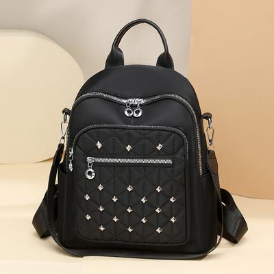 Rautenstickerei Nieten Rucksack Damen Neue Mode Reisetasche Lässig Vielseitig Große Kapazität Damenrucksack