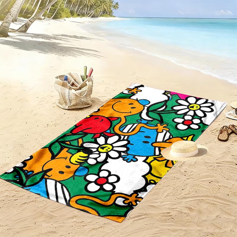 Mr. Men and Little Miss Print Beach Towel, Large Soft Quick Dry Towel for Beach Camping Swimming