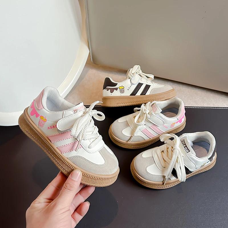 Children's Skate Shoes Girls White Sneakers 2024 Spring New Fashion Boys Canvas Shoes Kids Sports Shoes Unisex Casual Sneakers