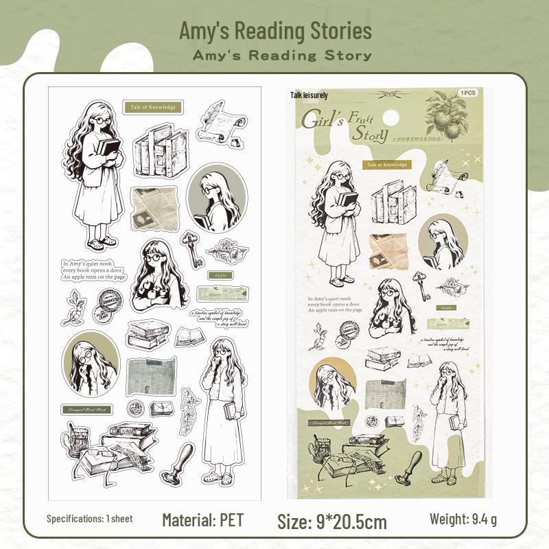 Yuxian Girl's Fruit Story Series: Character-Themed Pet Stickers for Journals (6 Styles)