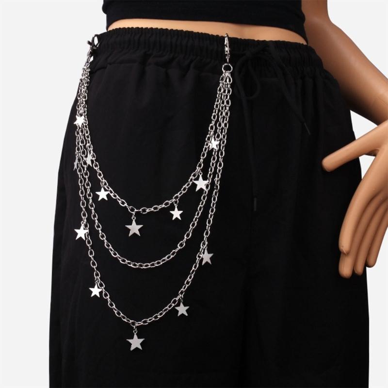 Metal Star Pendant Waist Chain for Women Trousers Chain Waist Decorative Chain Casual Waist Ornaments Girl Birthday Gift
