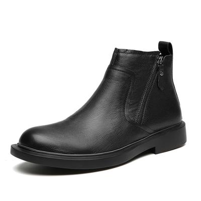 Men Winter Spring Autumn Boots Retro Cowboy Leather Shoes Chelsea Pointed Toe Zipper Male Ankle Boot Dress Warm Protection for Cold Weather Conditions