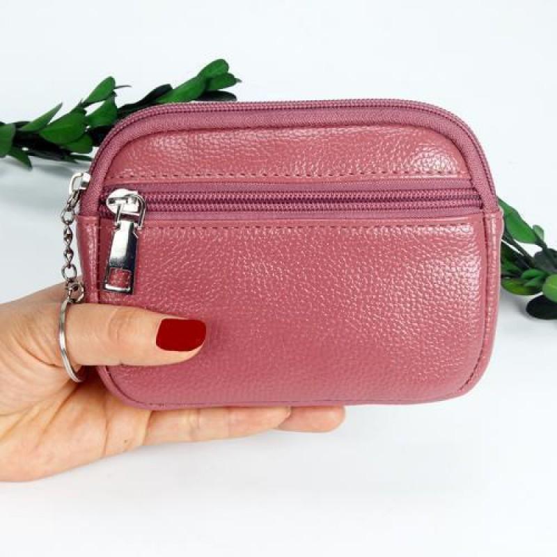 Porte-monnaie compact à fermeture éclair en cuir PU pour femme, petit portefeuille minimaliste, porte-cartes, pochette à clés, usage quotidien