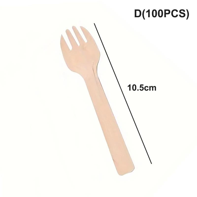 50/100pcs Disposable Wooden Mini Forks Spoons Knives Wooden Tableware Suitable For Parties Camping Banquets Weddings Picnics