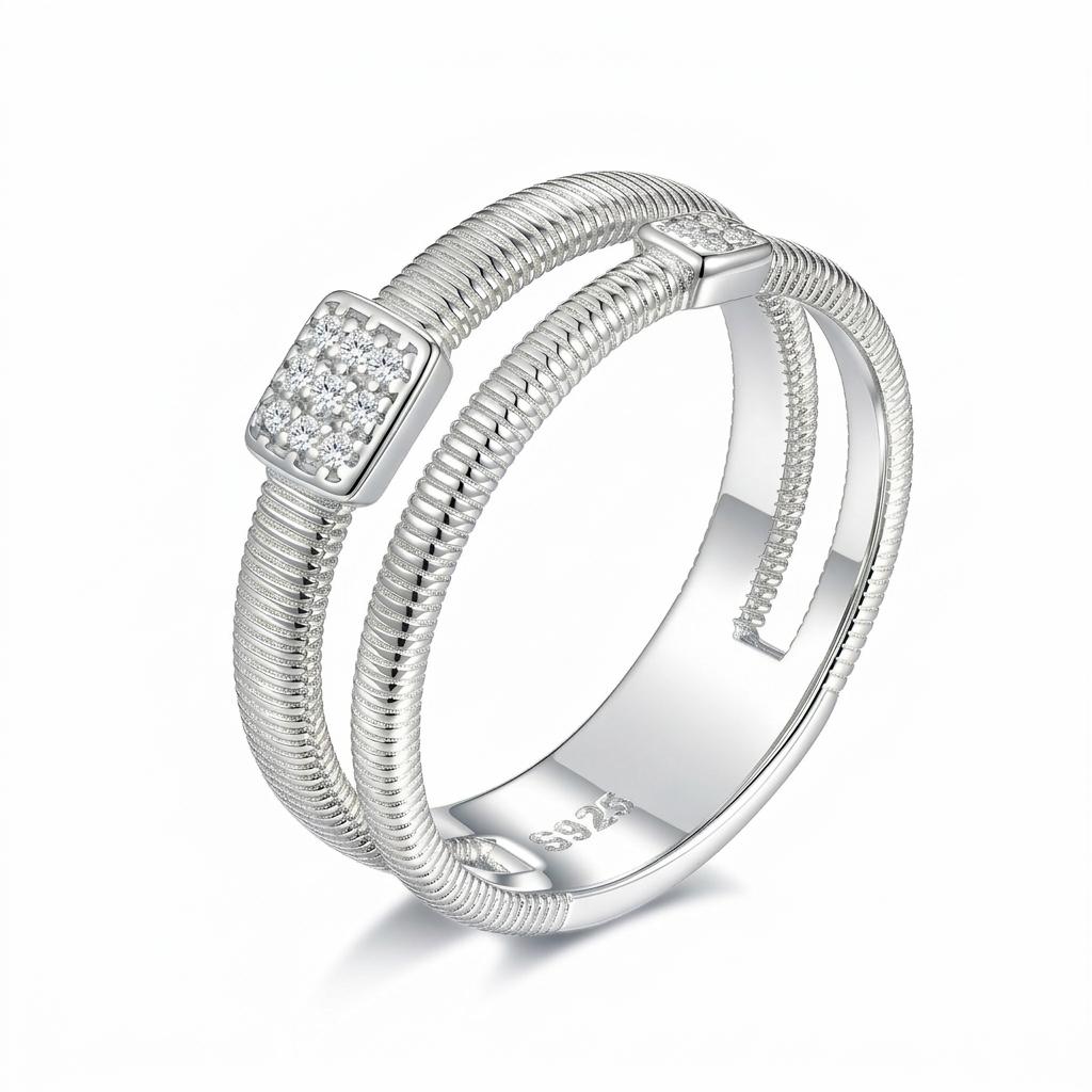 S925 Silver Platinum Plated Ring,European Fashion GRA Moissanite Unisex Finger Band 5