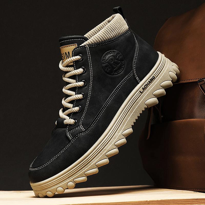 New Fashion Autumn And Winter Men's High Top Martin Boots Students Male Boys Trending Soft Sole Work Shoes Labor Protection Martin Sneakers