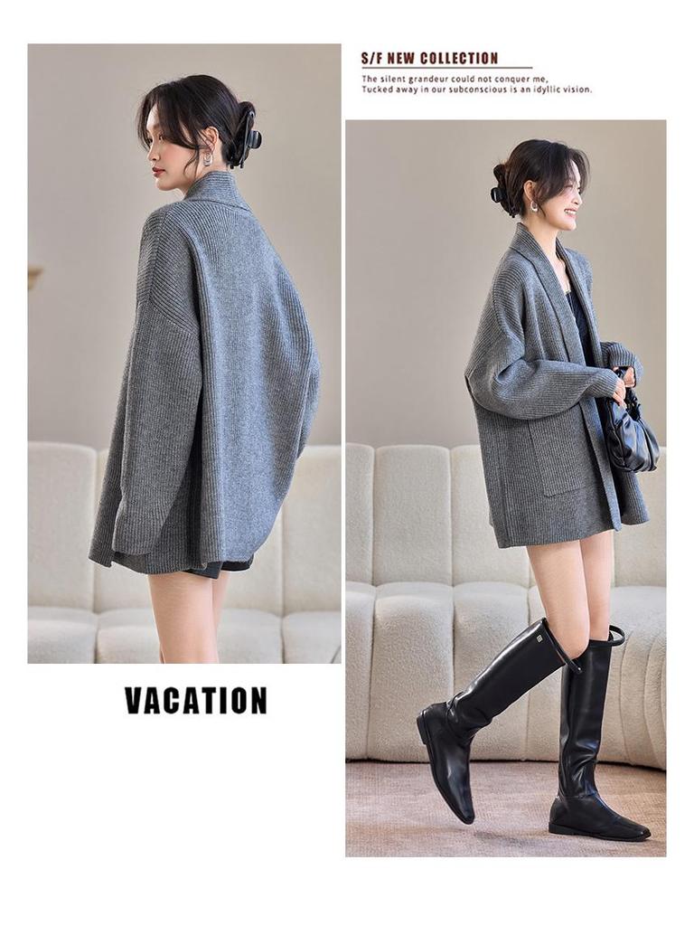 2025 Autumn/Winter Pineapple Stitch Thick Cardigan Coat - Women's Wool Knitwear Sweater