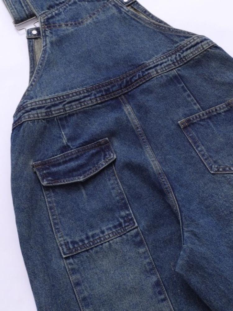 Salopetă vintage cu bretele, pantaloni largi, femei, fete tinere, stil academic, dulci, salopete largi, pentru femei, retro, ocazional, pantaloni drepti din denim