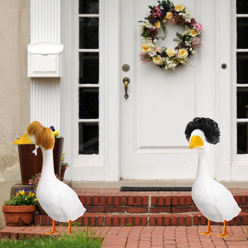 3pcs Pet Wigs Goose Headgear Funny Short Curly Bob Wig Set for Dogs Cats Costume Party Props