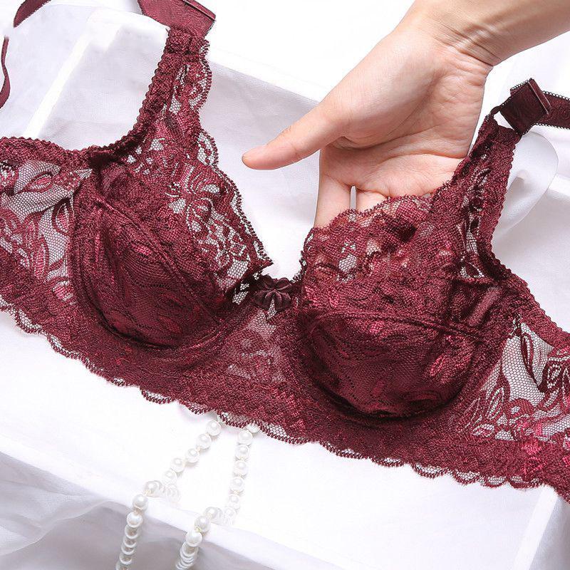 Sexy Lace Bra Ultra-thin Sexy Ladies No Sponge Comfortable Underwear Gathered Bra Big Breasts Small and Large Size Bra Thin and Breathable