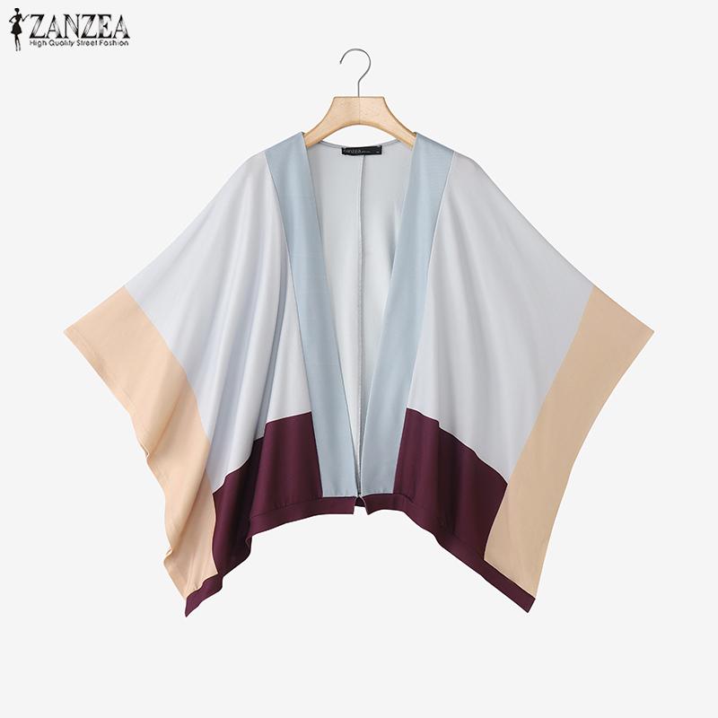 ZANZEA Womens Casual Batwing Sleeve Loose Cardigan Cover Up Blouse