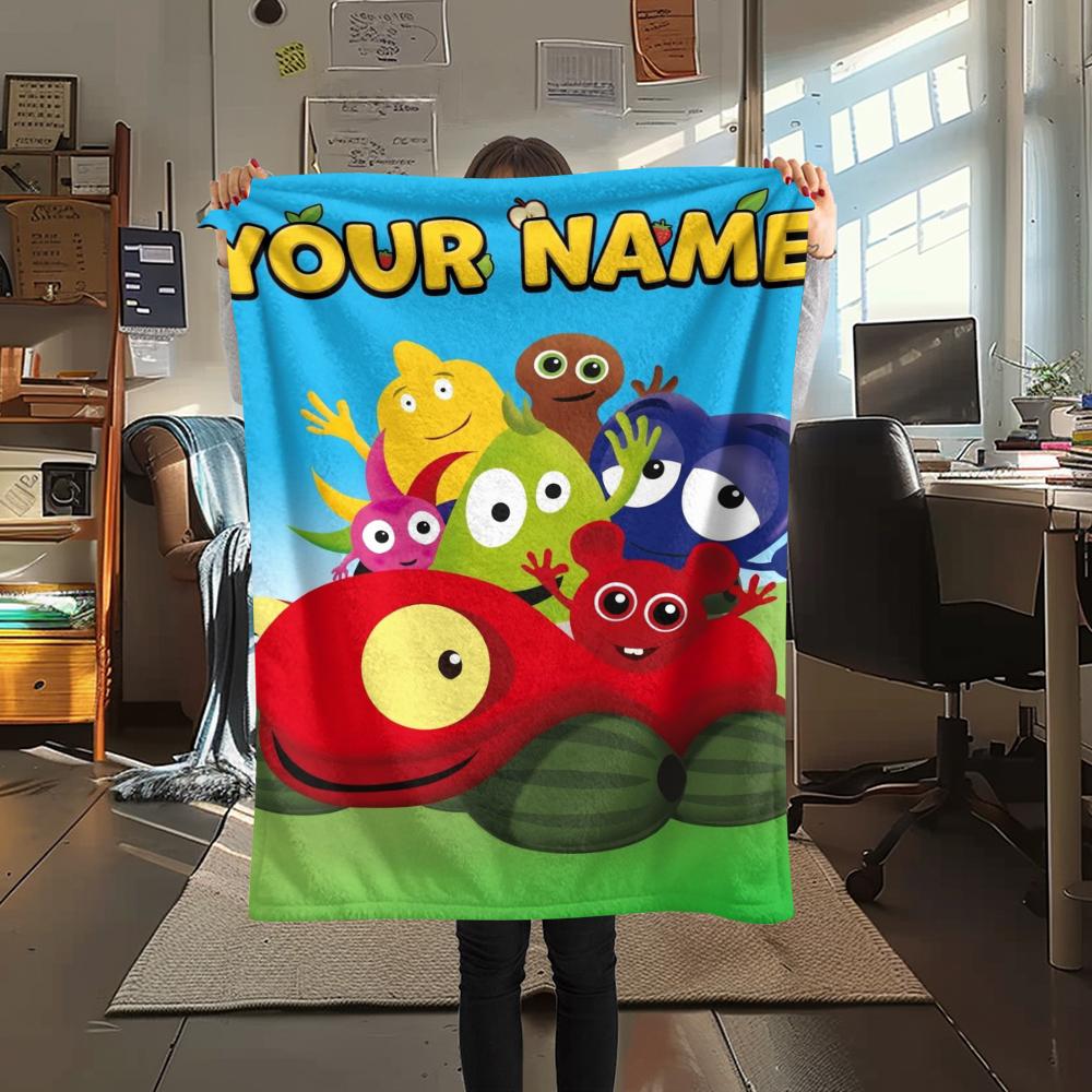 1PC Custom Name Babblarna Patterned Flannel Blanket Suitable For All Seasons for Home Decor Warmth and Comfort Gifts Holiday Present