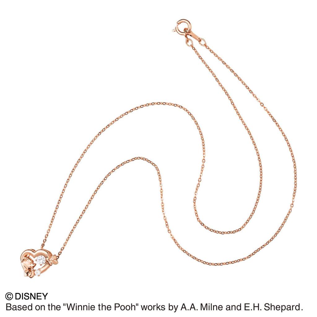 The Dancing Stone Necklace Disney Silver 925 Cubic Zirconia Heart Pink Gold DISS011PG [White Clover] "Winnie Pooh" Women's