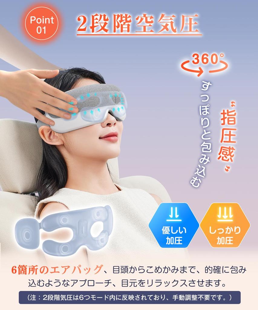 AQielev Eye Hot Eye Mask 6 2 Pressure Supervised by a Sleep Features Air and Bluetooth USB with Eye Adjustable Perfect for Respect for the Aged and