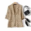 ZANZEA Women Casual Notched Lapel Loose 3/4 Sleeve Print Cardigan Blouse