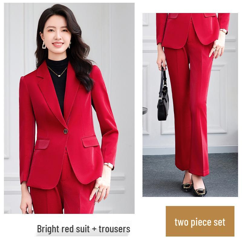 Zihong Red High-End Autumn/Winter Professional Commuter Suit