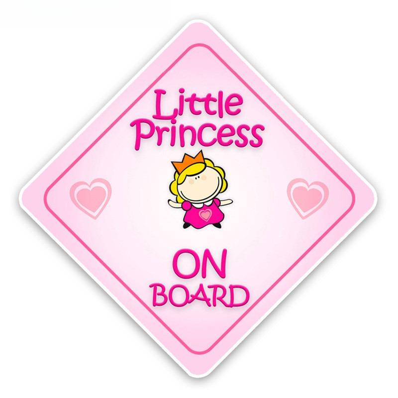 Автонаклейка «Маленькая принцесса на борту» Предупреждающая наклейка на автомобиль Мультяшная графика принцессы Наклейка для автомобильного окна Напоминание о безопасности