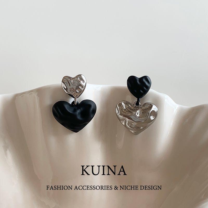

Black Heart-Shaped Earrings 2025 New Best Selling Accessible Luxury Fancy Elegant Earrings for Women Sterling Silver Needle Unique Beautiful Ear Studs Black(S925 Silver Needle)