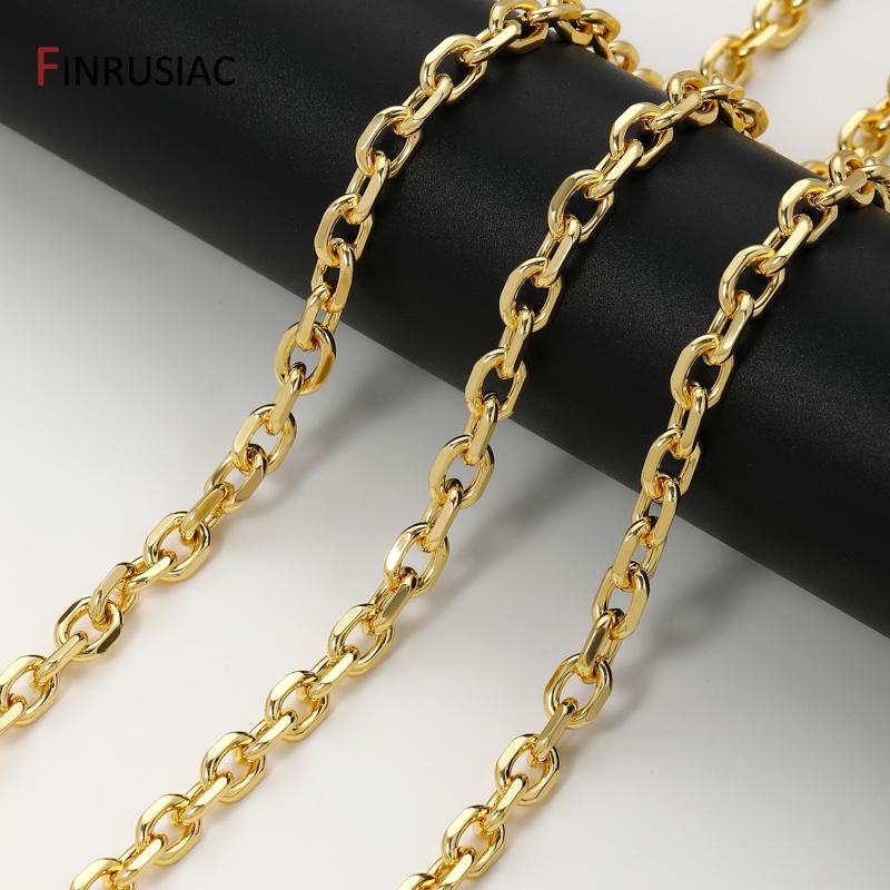 18K Gold Plated Brass Thick Heavy Oval Chains For Necklace Bracelet Accessories,6.6*9mm Chain for DIY Jewelry Making Findings