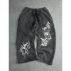 Men's Casual Straight Leg Pants with Loose Polyester Sports Pants Featuring Dark Gothic Skull Print, Retro Street Style
