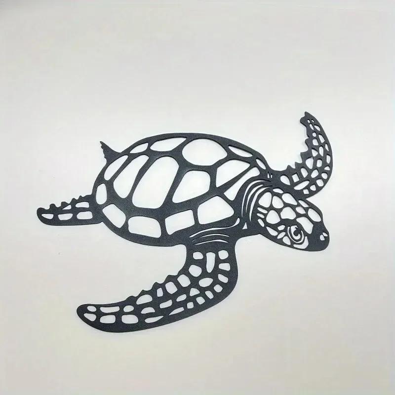 Metal Sea Turtle Ornament Beach Theme Decor Wall Art Decorations Wall Hanging For Indoor Living Room Decor Metal Turtle Wall Art 30x28CM