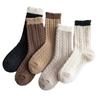 Women's Mid-calf Socks for Autumn and Winter, Thick and Warm Mink Fleece with Linen Patterns, Long Home Sleeping Socks