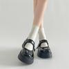 Fashion black thick-soled shallow-mouth single shoes women's summer skirt heightening small leather shoes Mary Jane shoes