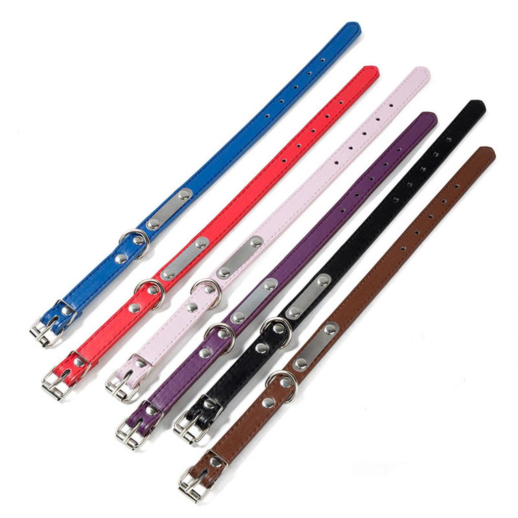 Dog Collar Adjustable Anti-lost Solid PU Puppy Kitten Collar Necklace For Small Medium Large Dogs Puppys Cats Pet Supplies