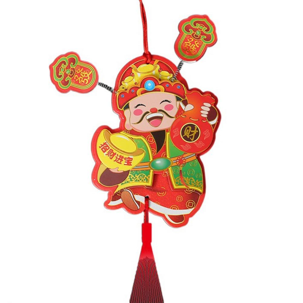 Self-adhesive Shaking Head God Pendant 3D Spring Festival Door Sticker  Kitchen
