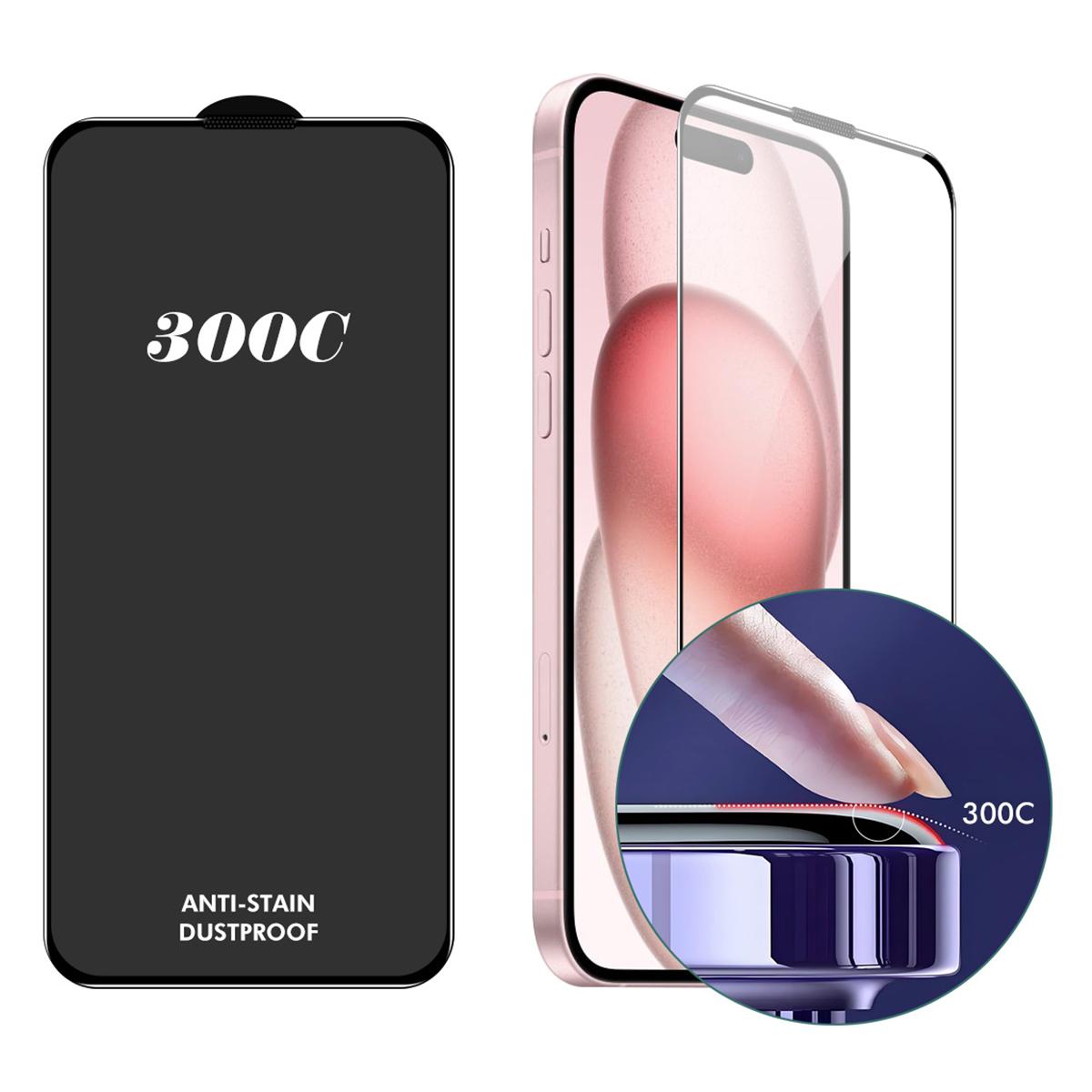 

ENKAY HAT-PRINCE For iPhone 16 Plus/15 Plus Screen Protector 300C Large Arc Silk Print High Aluminium-Silicon Glass Film Type A