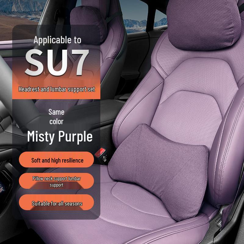 SU7 Car Headrest & Neck Pillow: Summer Breathable Memory Foam Neck & Lumbar Support.