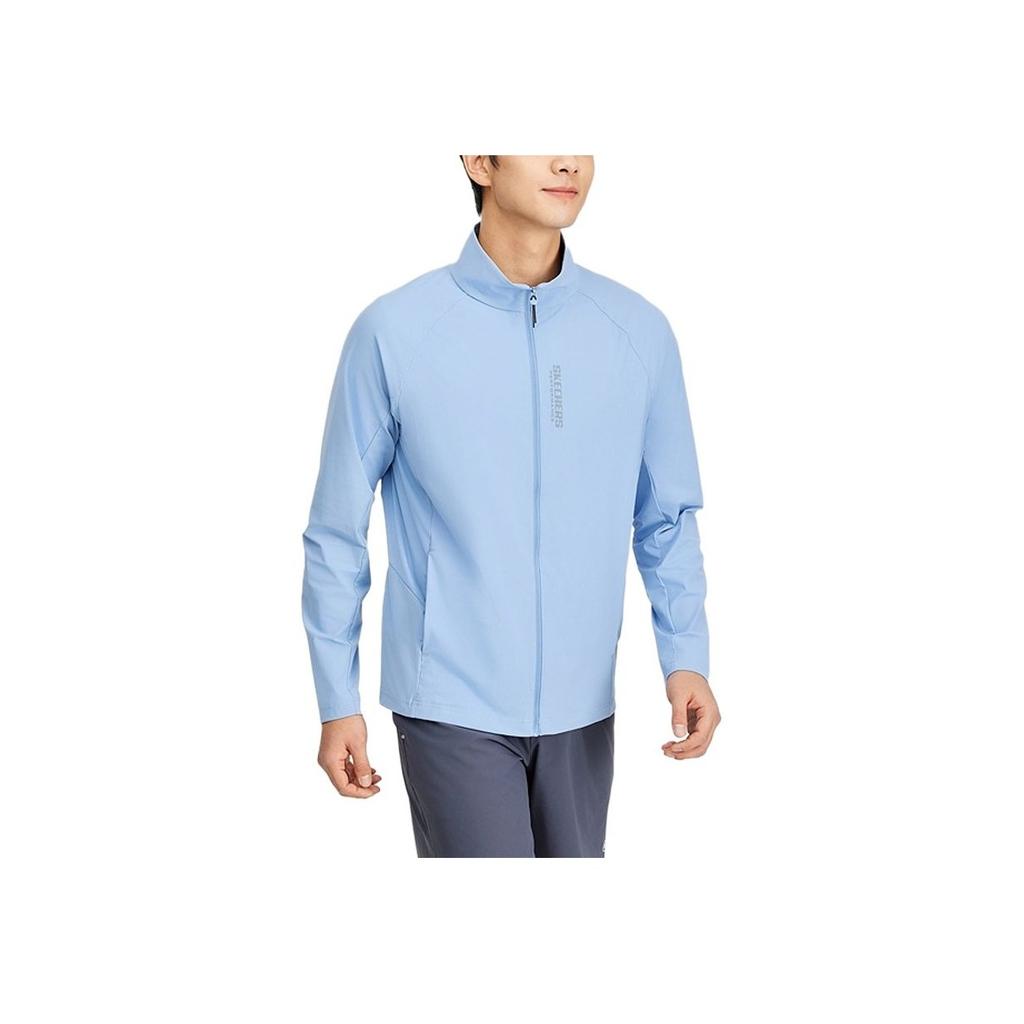 Skechers Godri Casual Sports Moisture-Wicking Quick-Dry Stand Collar Jacket Men Jackets Matte-Light-Blue P225M157-05CA