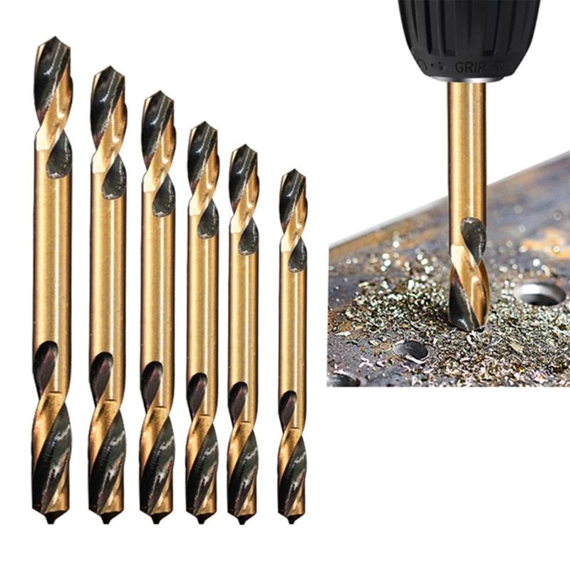 6Pcs Double Headed Auger Drill Bits For Metal Stainless Steel Wood Drilling Power Tool 3mm/ 3.5mm/ 4mm/ 4.5mm/ 5mm/ 6mm