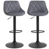Set of 2 Height-Adjustable Bar Stools. 46x48x83-104cm. Gray and Black