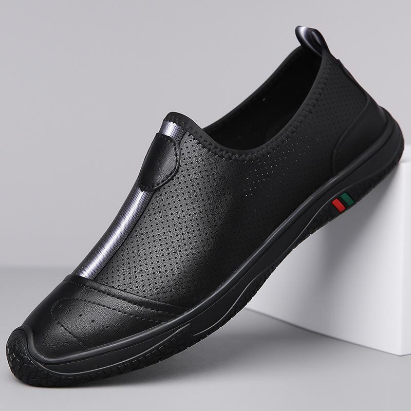 Móda 2025 Léto Podzim Nové Pánské Ležérní Boty s Kulatou Špičkou Lehké Business Jednobarevné Kožené Sandály pro Muže Módní Mokasíny Pánské