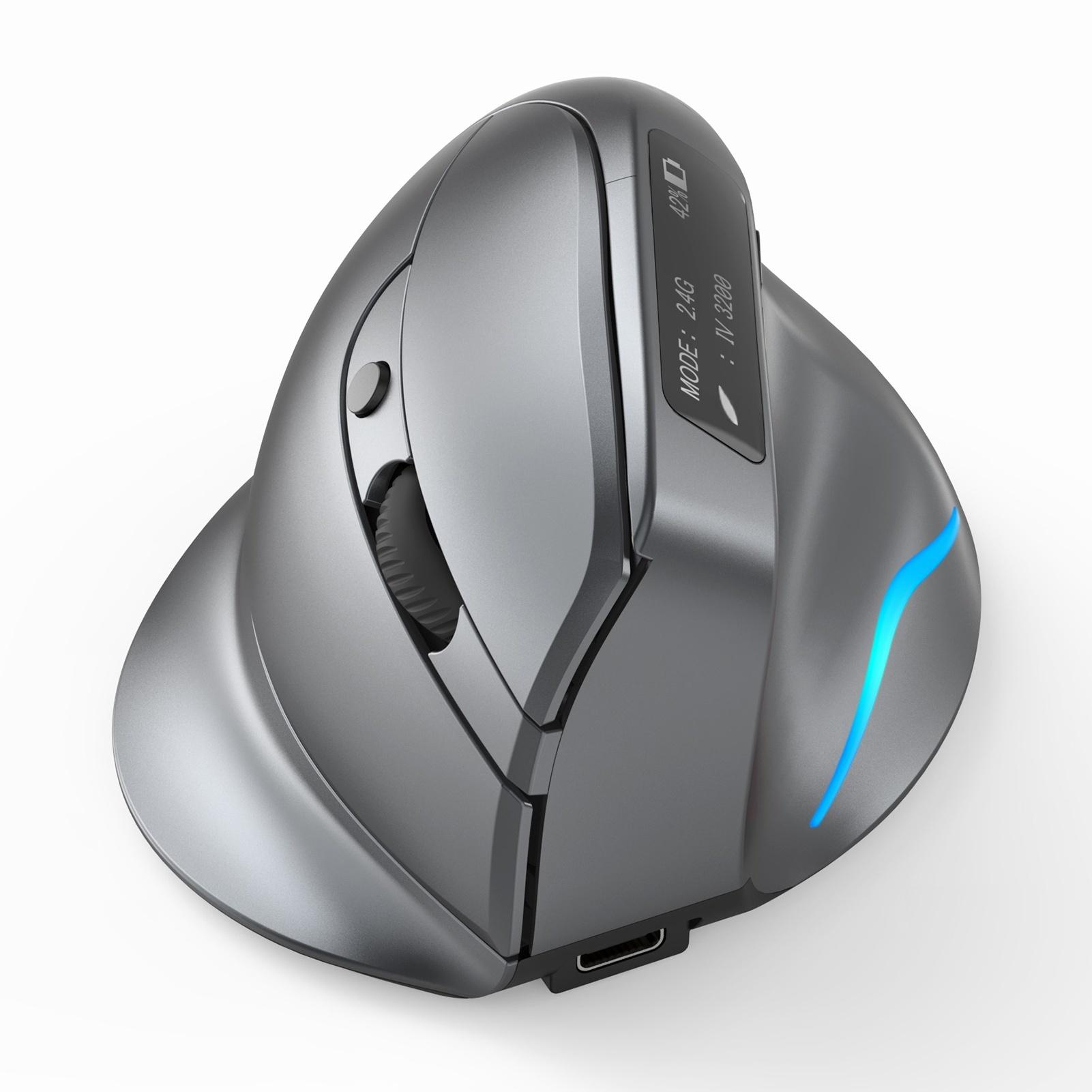 

Display screen mouse ZELOTES F-26C Rechargeable display -mode wireless mouse with silent 2.4GHz BT gray mouse Mute the mouse