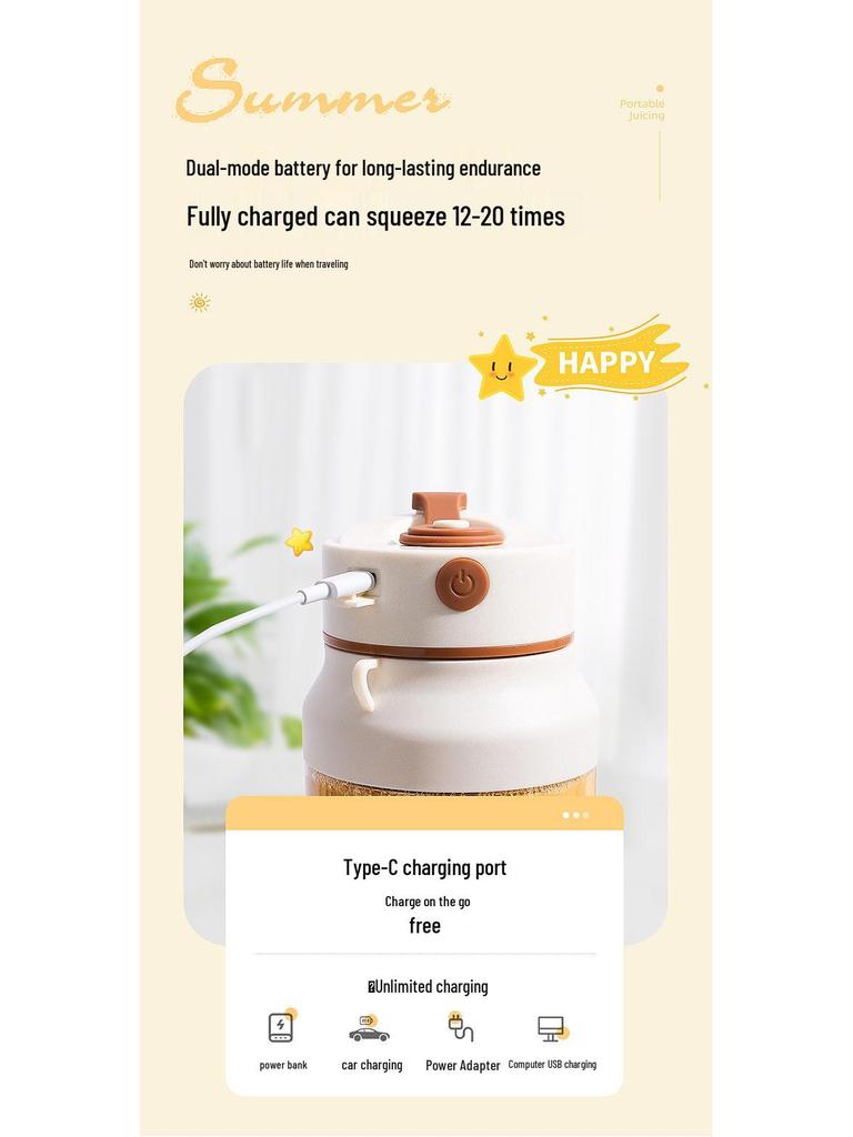 Portable Multifunctional Wireless Juicer Cup - Compact Electric Juicer