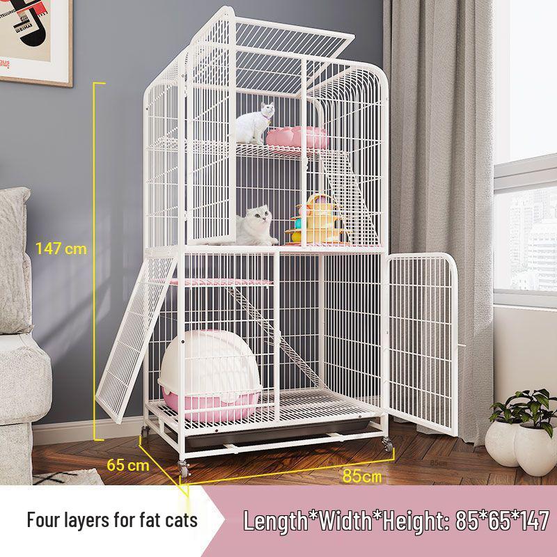 Cat Villa with Integrated Litter Box - Spacious, Secure Indoor Cage for Cats
