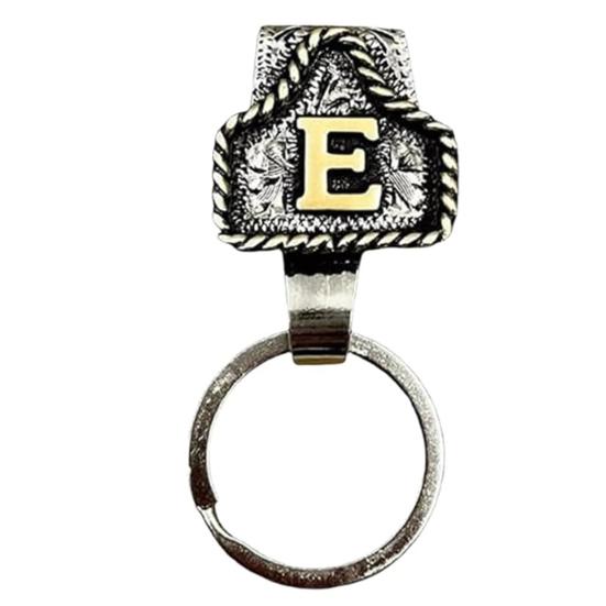 Vintage Letter Keychain Western Cowboy Style A to Z 26 Capital Letters Key Ring Metal Alphabet Key Holder Belt Bag Hanging Decoration Pendant