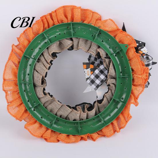 Spooky Door Wreath 15 Inch Halloween for Front Door, Rustic Ruffle with Home Decoration Ghost And Burlap Bow Fireplace Walls Windows Gothic