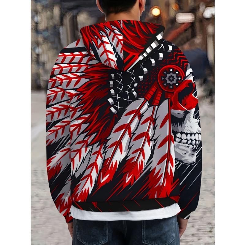 Autumn Winter Plus Size Hoodie 3D Digital Print Tree Tiger Skeleton Fish Print Plus Size Loose Casual Pullover Hoodies & Sweatshirts Men’
