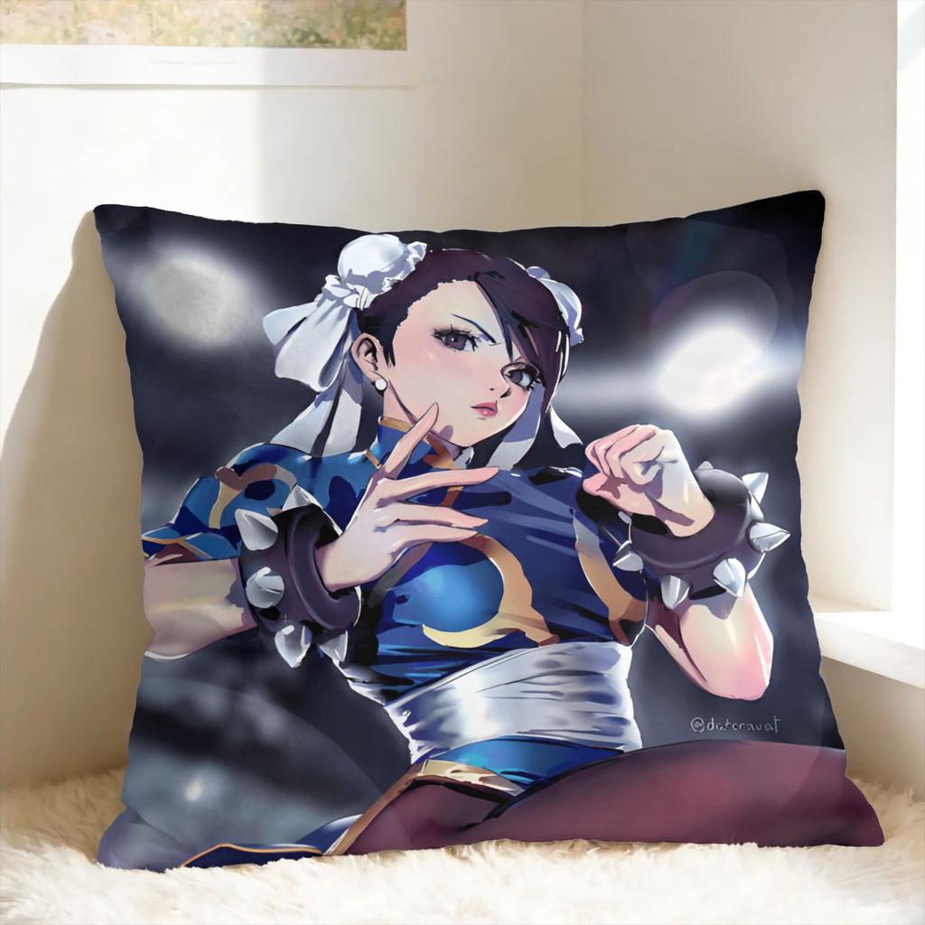 Pillow Cover Game Fighter Chun Li  Cute Funny Pillow Case For Sofa Home Decor Pillowcases