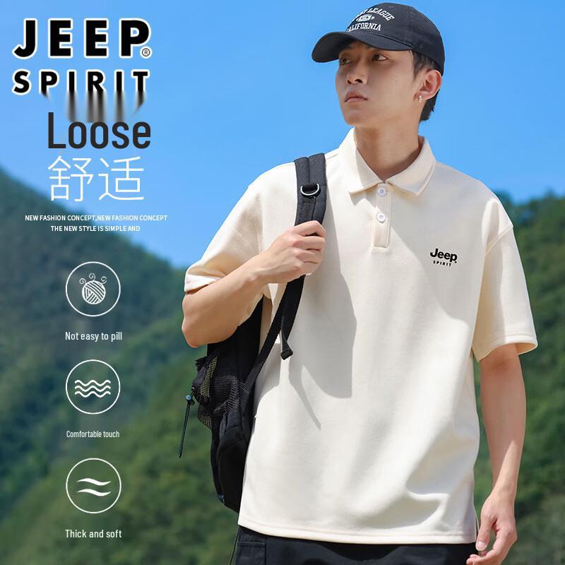

JEEP SPIRIT Men s Heavyweight Breathable Short Sleeve Polo Shirt M