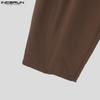 INCERUN Men Zipper Button Waist Casual Loose Baggy Long Wide Legs Pants Trousers