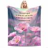 Pink Floral Keep Warm with Inspirational QuoteFlannel Blanket for Bedroom, Living Room, Sofa, and Nap