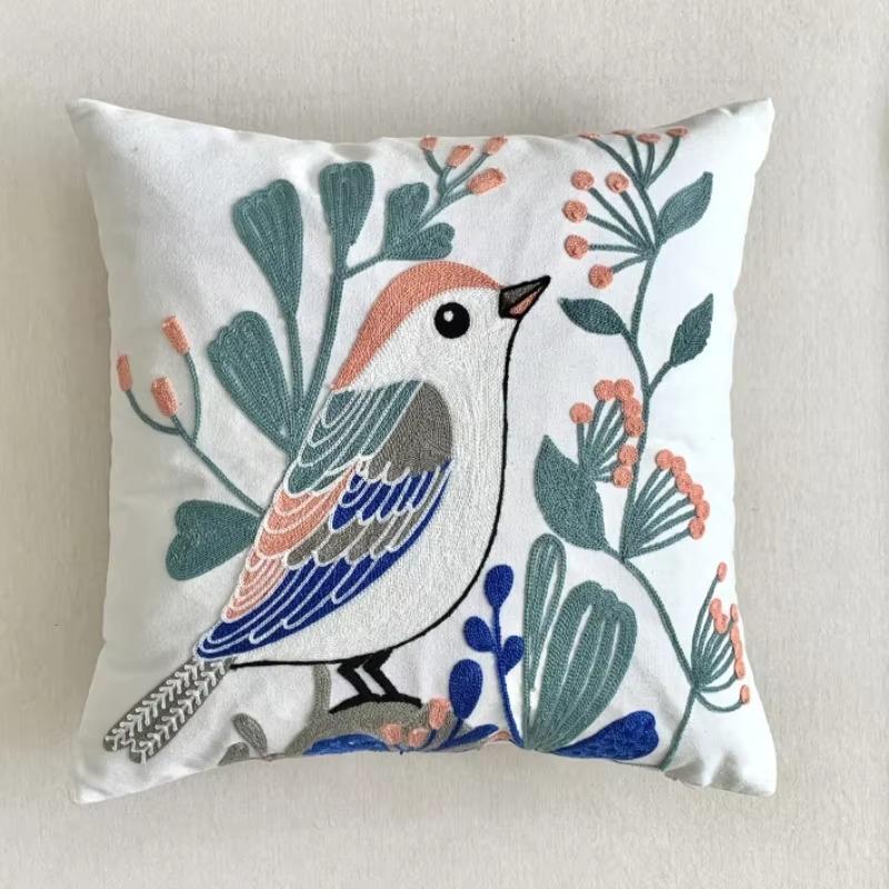45X45Cm Flower Embroidered Throw Pillow Cover Plant Towel Modern Stamping Waist Cushion Cover Decor Home Decorative Pillowcase