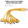 10 In 1 Mobile USB Cable Multi Charging Cable Multiple Charger Cable Multiple USB Fast Charging Cord 23cm/9.06in