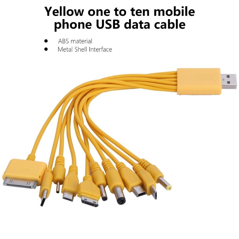 10 In 1 Mobile USB Cable Multi Charging Cable Multiple Charger Cable Multiple USB Fast Charging Cord 23cm/9.06in